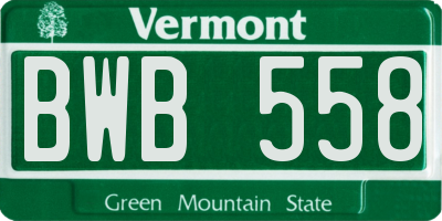 VT license plate BWB558