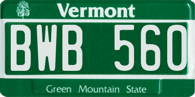 VT license plate BWB560