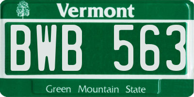 VT license plate BWB563