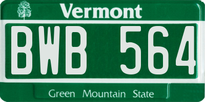 VT license plate BWB564