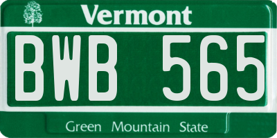 VT license plate BWB565