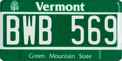VT license plate BWB569