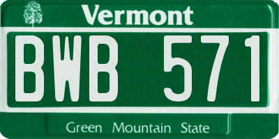 VT license plate BWB571