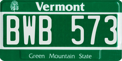 VT license plate BWB573
