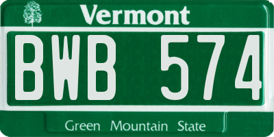 VT license plate BWB574