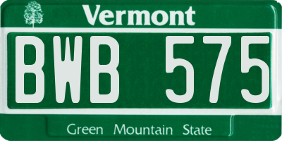 VT license plate BWB575