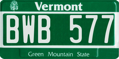 VT license plate BWB577
