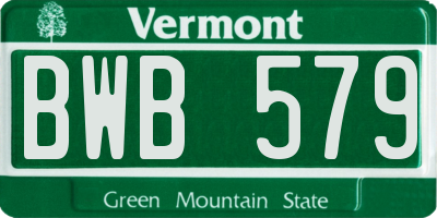 VT license plate BWB579