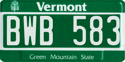 VT license plate BWB583