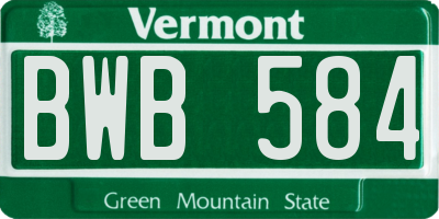 VT license plate BWB584