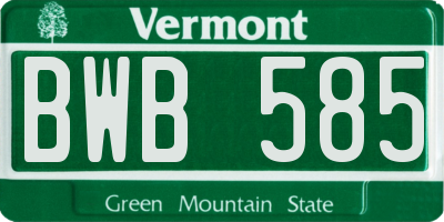VT license plate BWB585