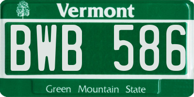 VT license plate BWB586