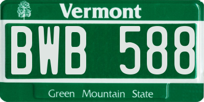 VT license plate BWB588