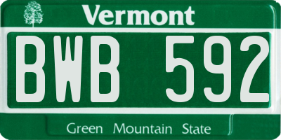 VT license plate BWB592