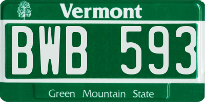 VT license plate BWB593