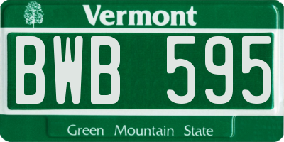 VT license plate BWB595