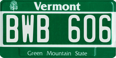 VT license plate BWB606