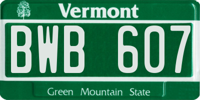 VT license plate BWB607