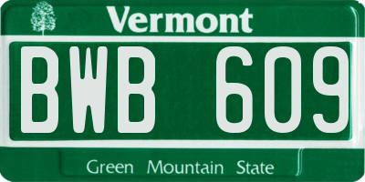 VT license plate BWB609