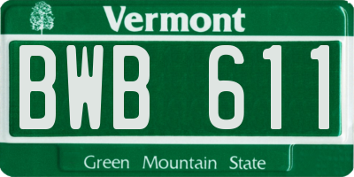VT license plate BWB611