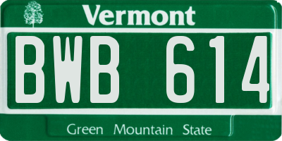 VT license plate BWB614