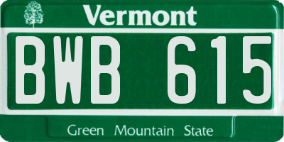 VT license plate BWB615