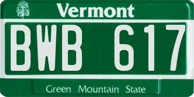 VT license plate BWB617