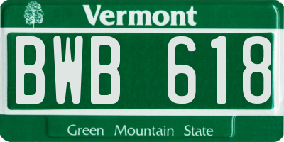 VT license plate BWB618