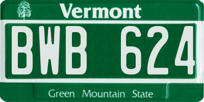 VT license plate BWB624