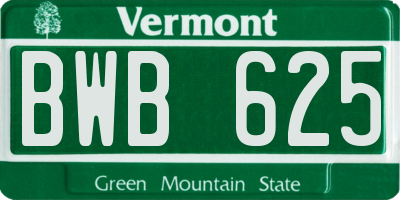 VT license plate BWB625