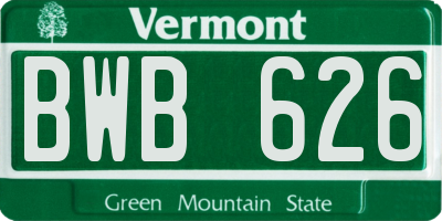 VT license plate BWB626
