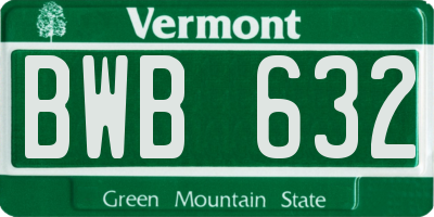 VT license plate BWB632