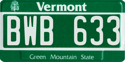 VT license plate BWB633