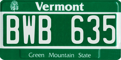 VT license plate BWB635