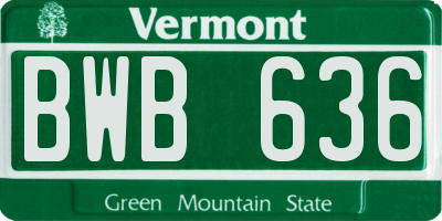 VT license plate BWB636