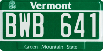 VT license plate BWB641