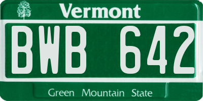 VT license plate BWB642