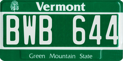 VT license plate BWB644