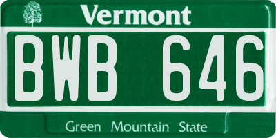 VT license plate BWB646