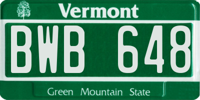 VT license plate BWB648