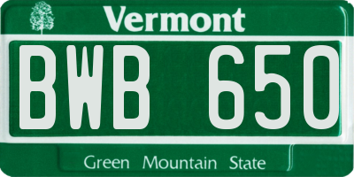 VT license plate BWB650
