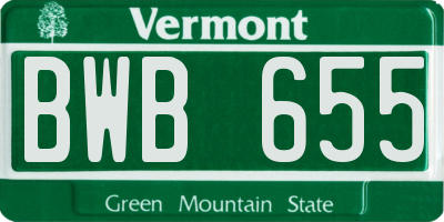 VT license plate BWB655
