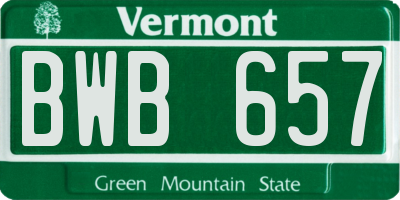 VT license plate BWB657