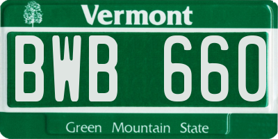 VT license plate BWB660