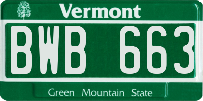 VT license plate BWB663
