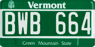 VT license plate BWB664