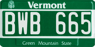 VT license plate BWB665