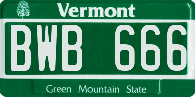 VT license plate BWB666