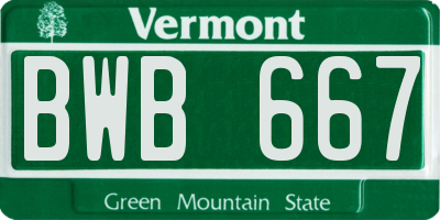 VT license plate BWB667