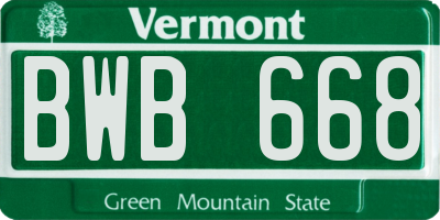 VT license plate BWB668